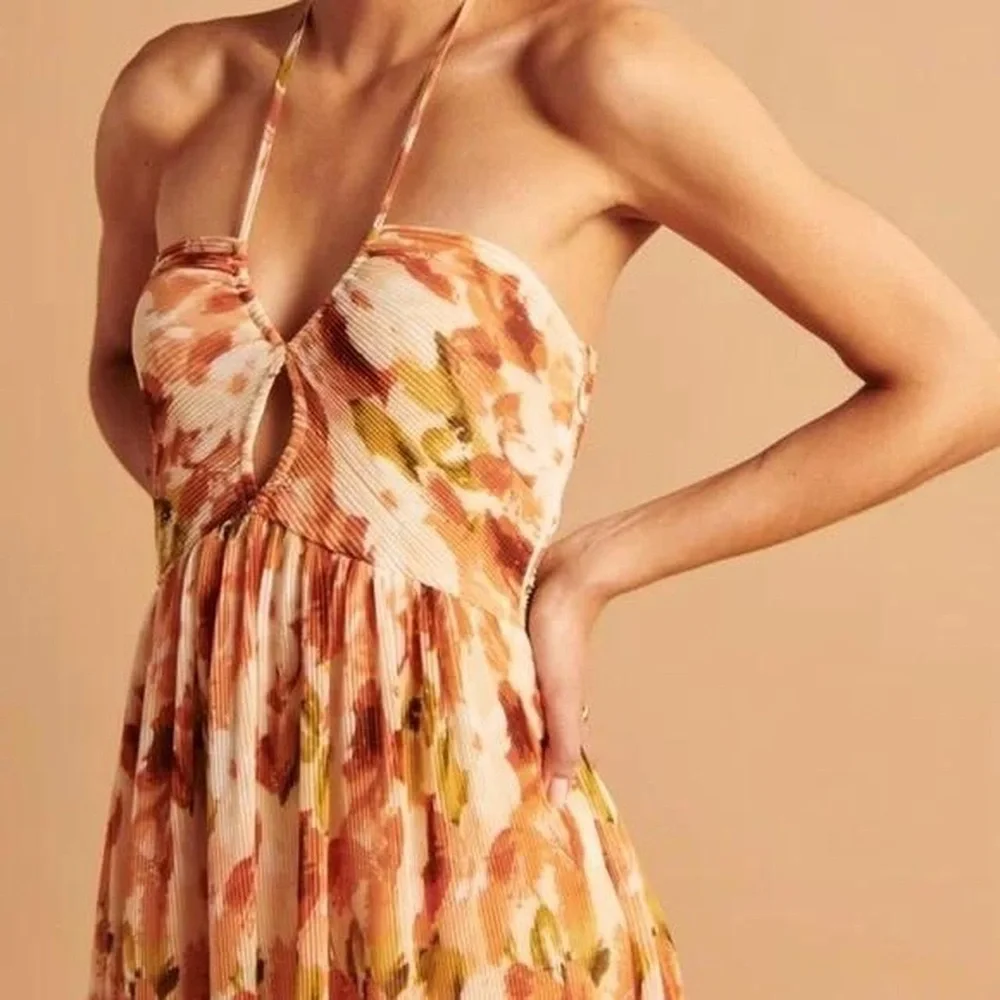 Abercrombie & Fitch Drama Halter Maxi Dress Floral Size XS